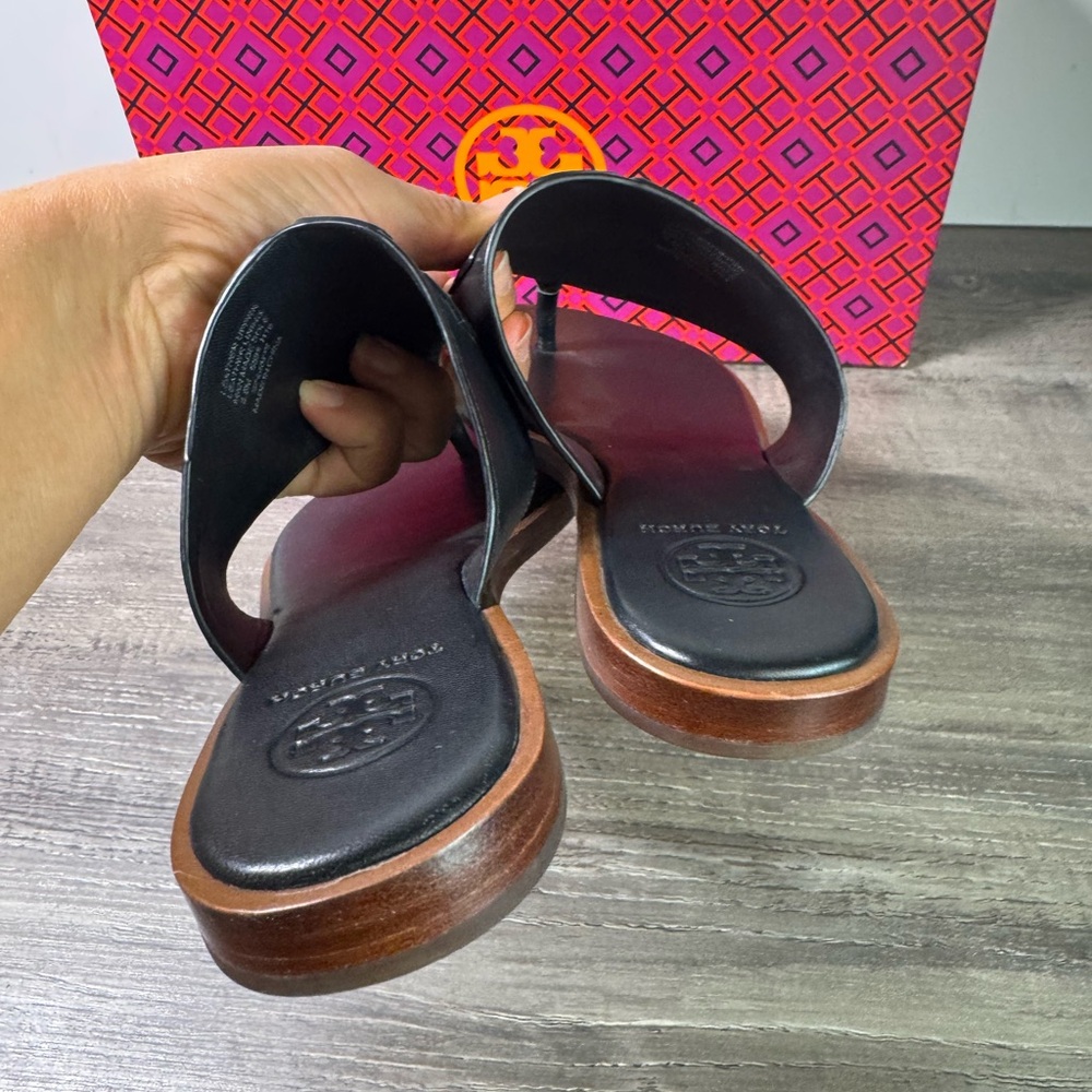 Tory Burch Jaime Full Calf Leather Black Sandals size 5.5 IMMACULATE - Picture 5 of 7